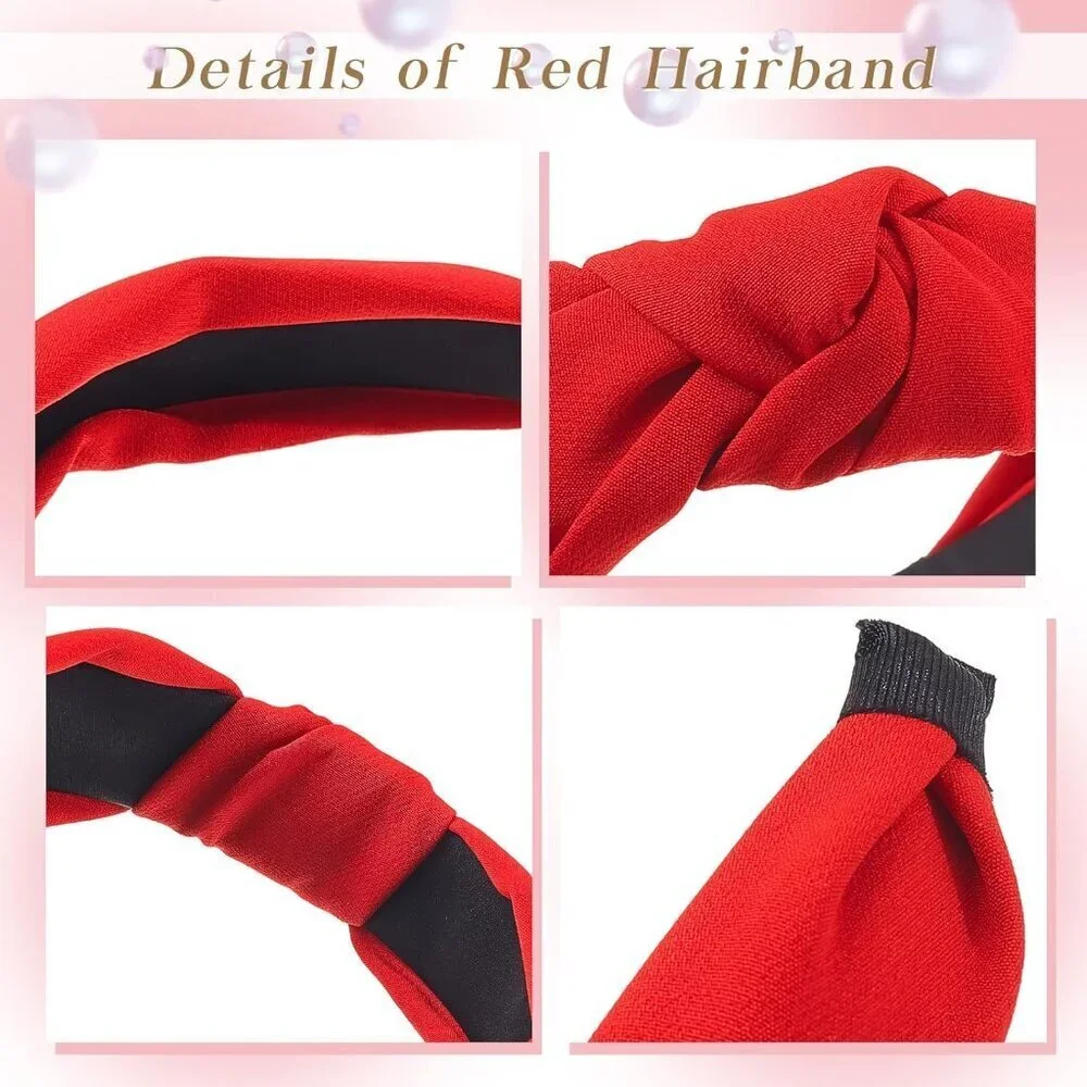 Red Velvet Headbands Set 4 Styles Knit Braided Knot Elastic Women Accessories